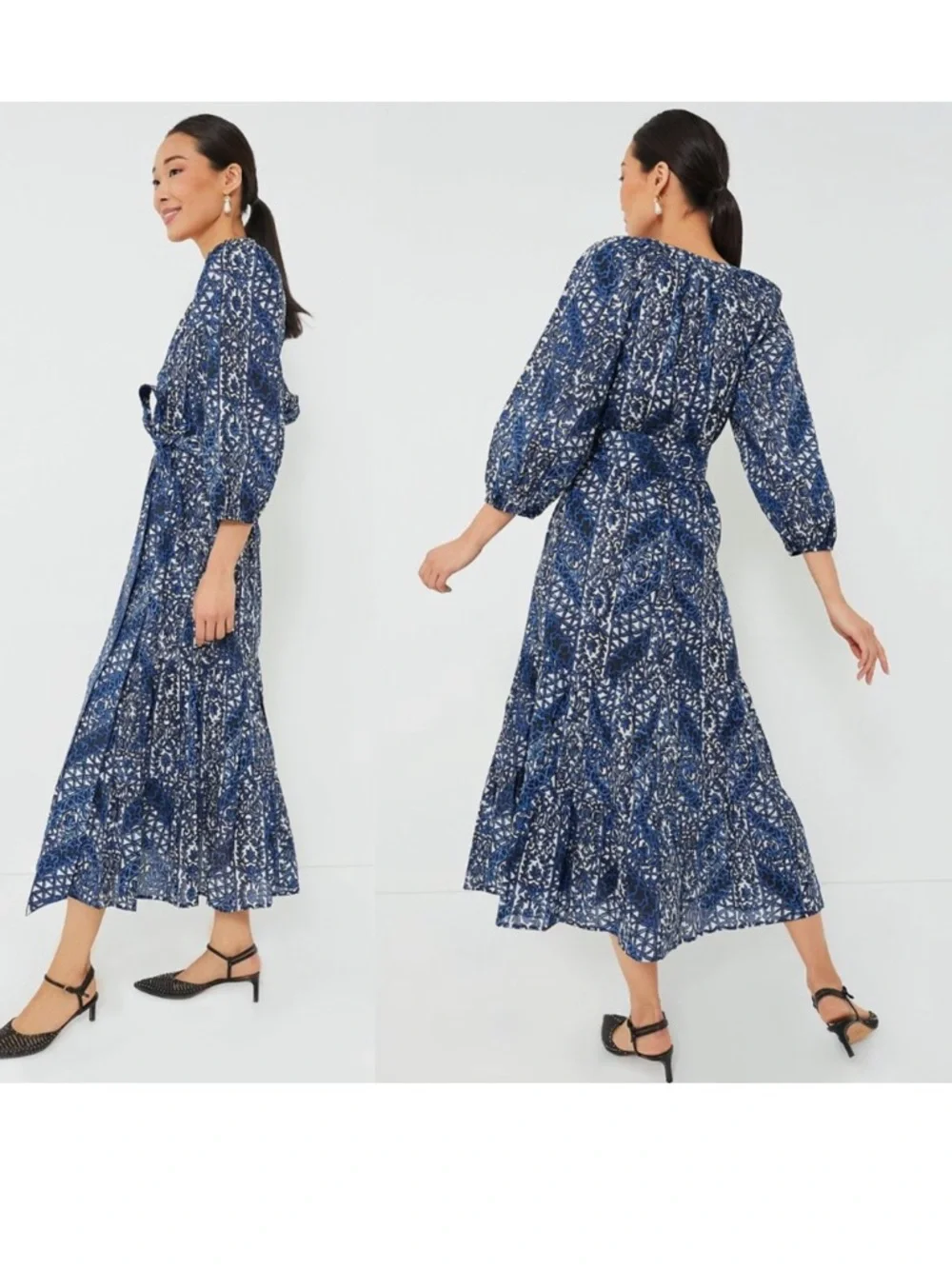 NWT Tuckernuck Montecitos Lyles Midnight Blue Floral Maxi Dress size XL - Picture 3 of 5